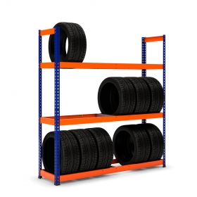 Rayonnage Maxplus Pneus bleu et orange